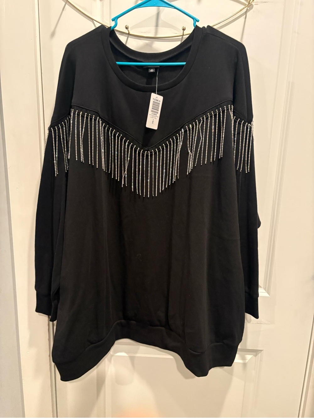 torrid Black Rhinestone Fringe Sweatshirt